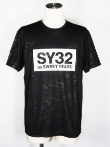 SY32 by SWEET YEARSEMBOSS CAMO BOX LOGO TEEBLACKWHITE