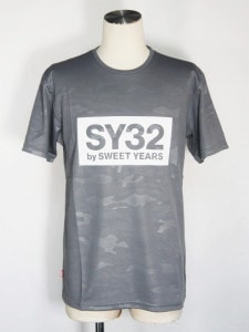 SY32 by SWEET YEARSEMBOSS CAMO BOX LOGO TEEGRAY