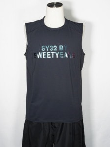 SY32 by SWEET YEARSIRIDESCENT LOGO TANK TOPCHARCOAL