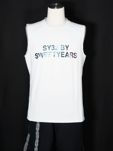 SY32 by SWEET YEARS「IRIDESCENT LOGO TANK TOP」WHITE