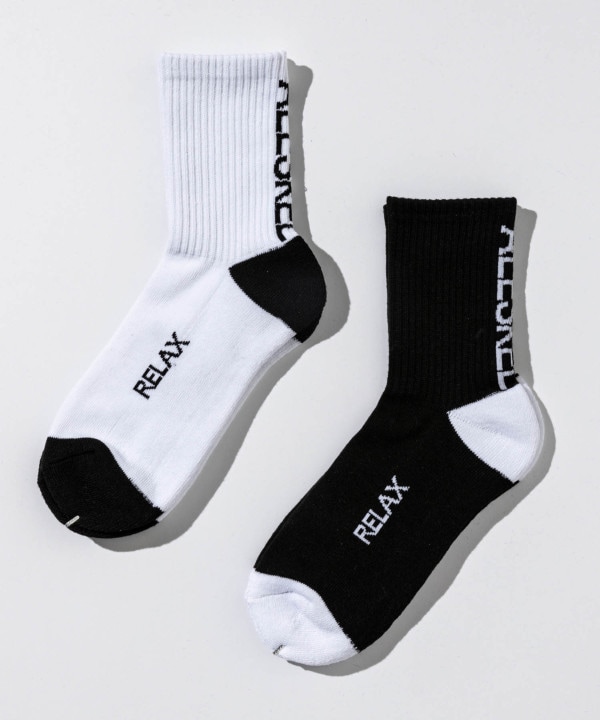 1PIU1UGUALE3 RELAX「ロゴパイルソックス」BLACK/WHITE【ウノ