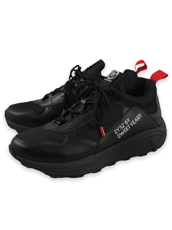 SY32 by SWEET YEARS★GOLF SYG-24SA001 CARDBOARD PIQUE HALF MOCK ストレッチ ロゴ 半袖モックネックシャツ color:KHAKI(カーキ)