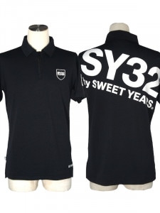 SY32 by SWEET YEARS「ACTIVE BACK PRINT ZIP POLO SHIRTS」BLACK