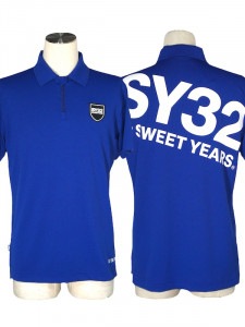 SY32 by SWEET YEARS「ACTIVE BACK PRINT ZIP POLO SHIRTS」BLUE