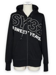 30%OFF SY32 by SWEET YEARSSLASH BIG LOGO ZIP HOODIEBLACKWHITE