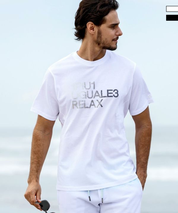 【1PIU1UGUALE3 RELAX】ラインストーン ロゴ半袖Tシャツ 1PIU1UGUALE3 RELAX ラインストーン ロゴ Tシャツ メンズ 半袖