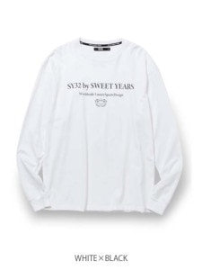 長袖Tシャツ SANS SERIF LOGO L/S TEE WHITE×BLACK SY32 by SWEET YEARS エスワイサーティトゥバイスウィートイヤーズ