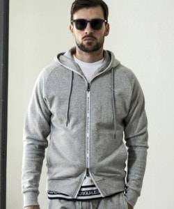 ジップロゴスウェットパーカー グレー 1PIU1UGUALE3 RELAX ウノピゥウノウグァーレトレ リラックス