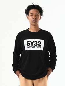 長袖Tシャツ FLOCKY BOX LOGO FLEECE L/S TEE  BLACK SY32 by SWEET YEARS エスワイサーティトゥバイスウィートイヤーズ