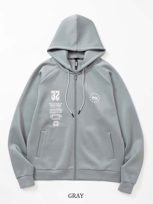 ZIPフーディー DOUBLE KNIT MULTI LOGO ZIP HOODIE GRAY SY32 by SWEET