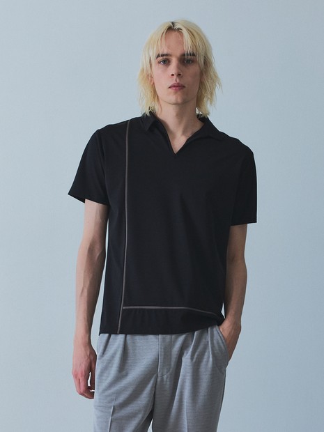 L-Line】スキッパー ポロシャツ ブラック 5351POUR LES HOMMES 5351