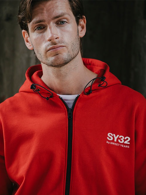 SY32 by SWEET YEARS��BACK BOX LOGO ZIP HOODIE��RED�ڥ����磻�����ƥ��ȥ��Х����������ȥ��䡼����