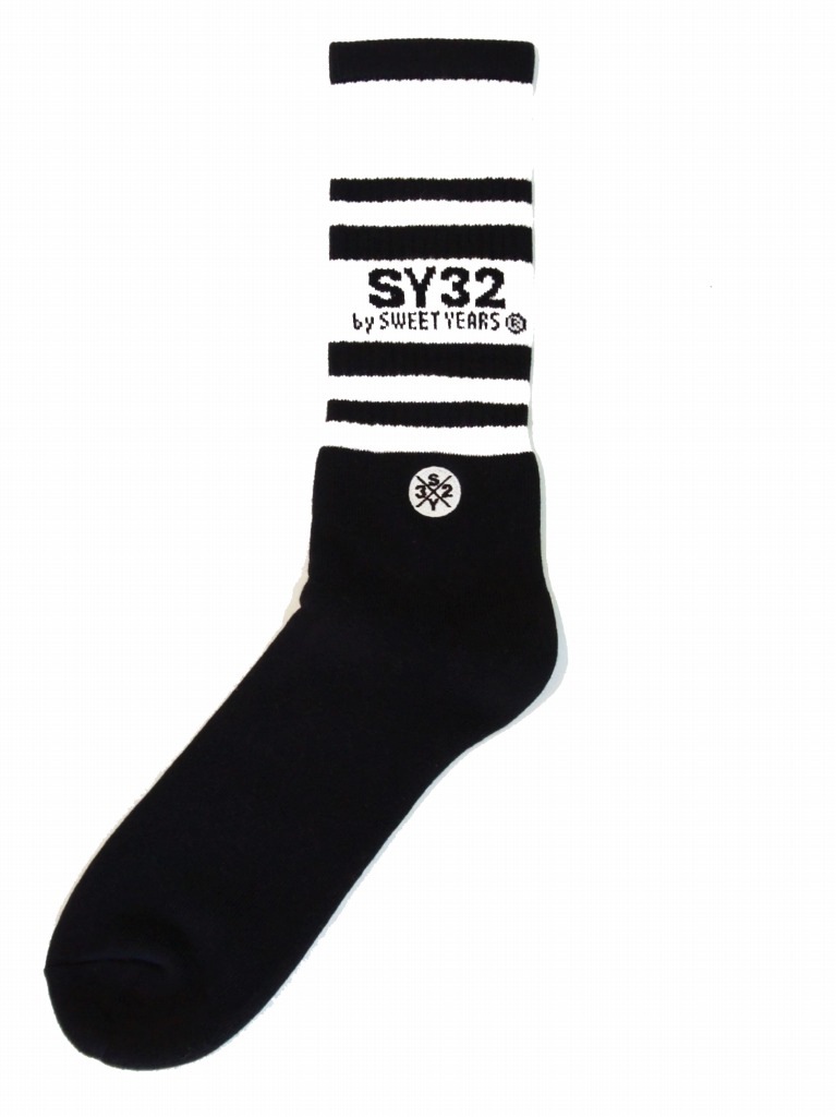 SY32 by SWEET YEARS��BORDER SIDE LOGO SOX��BLACK