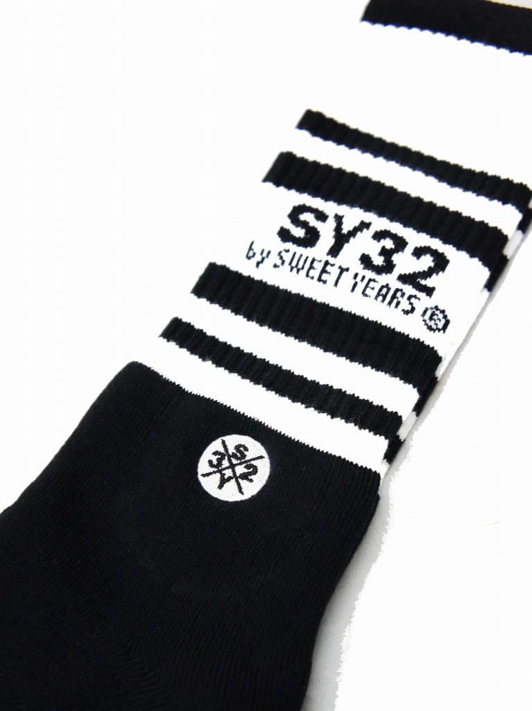SY32 by SWEET YEARS��BORDER SIDE LOGO SOX��BLACK