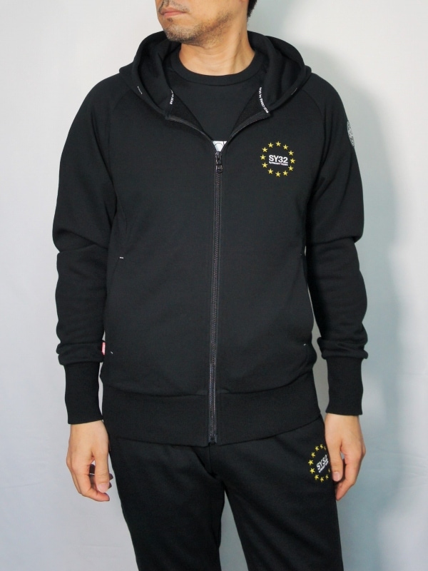 SY32 by SWEET YEARSWORLD STAR ZIP HOODIEBLACK