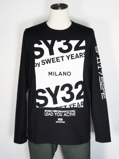 SY32 by SWEET YEARS��MILANO LOGO L/S TEE��BLACK