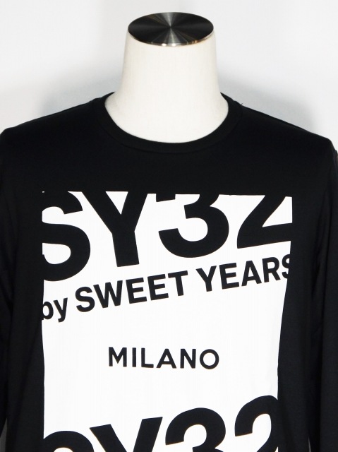 SY32 by SWEET YEARS��MILANO LOGO L/S TEE��BLACK