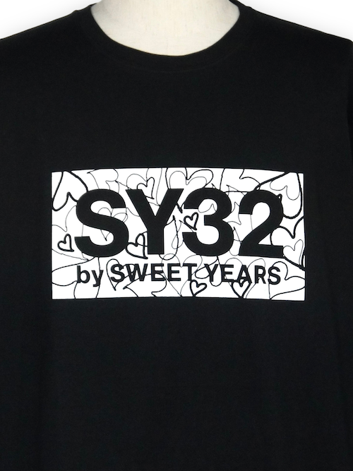 SY32 by SWEET YEARS��HEART BOX LOGO L/S TEE��BLACK��WHITE