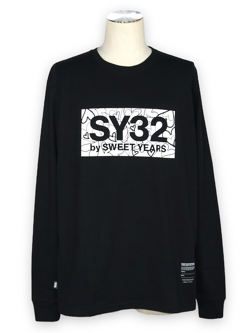 SY32 by SWEET YEARS��HEART BOX LOGO L/S TEE��BLACK��WHITE