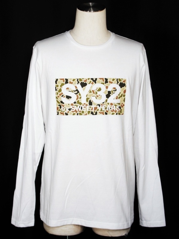 50%OFF ĹµT�����BOX LOGO L/S TEE WHITE��CAMO  SY32 by SWEET YEARS
