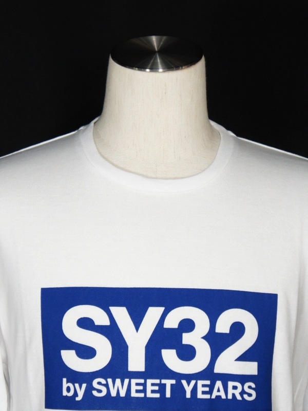 SY32 by SWEET YEARS��BOX LOGO L/S TEE��WHITE��BLUE