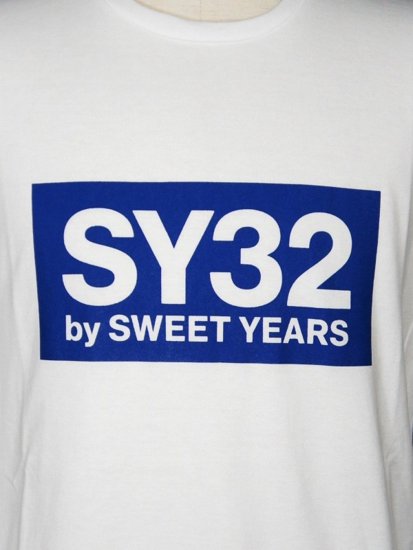 SY32 by SWEET YEARS��BOX LOGO L/S TEE��WHITE��BLUE