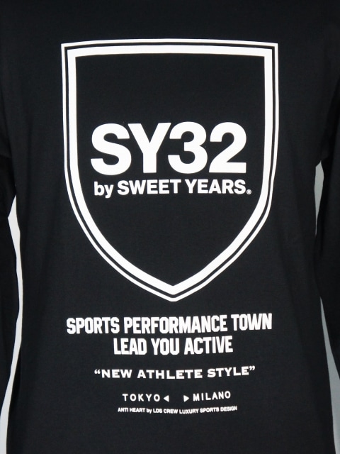 SY32 by SWEET YEARS��SHIELD EMBLEM L/S TEE��BLACK