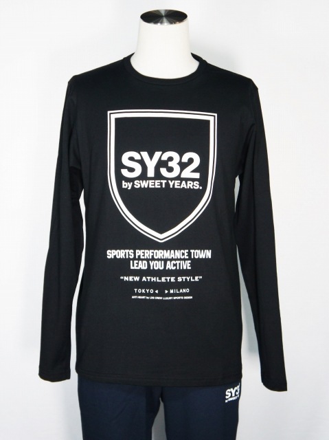 SY32 by SWEET YEARS��SHIELD EMBLEM L/S TEE��BLACK