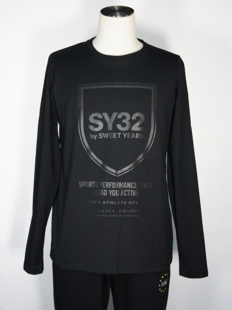 SY32 by SWEET YEARS��SHIELD EMBLEM L/S TEE��BLACK��BLACK
