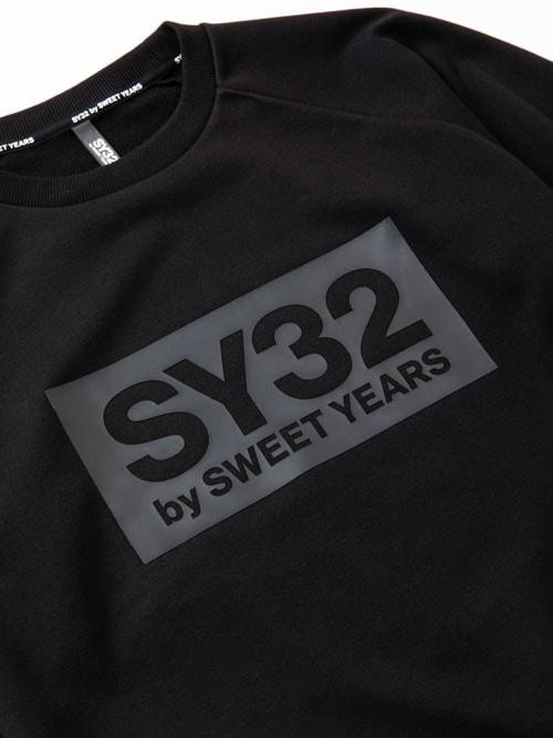SY32 by SWEET YEARS「BOX LOGO P/O CREW」BLACK×BLACK
