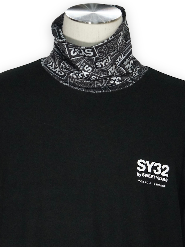 SY32 by SWEET YEARS��HIGH NECK LONG SLEEVE TEE��BLACK