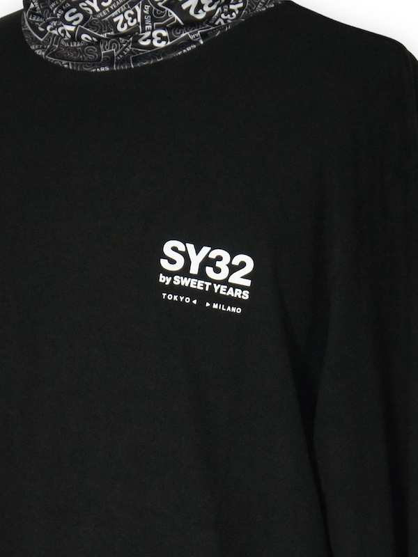 SY32 by SWEET YEARS��HIGH NECK LONG SLEEVE TEE��BLACK