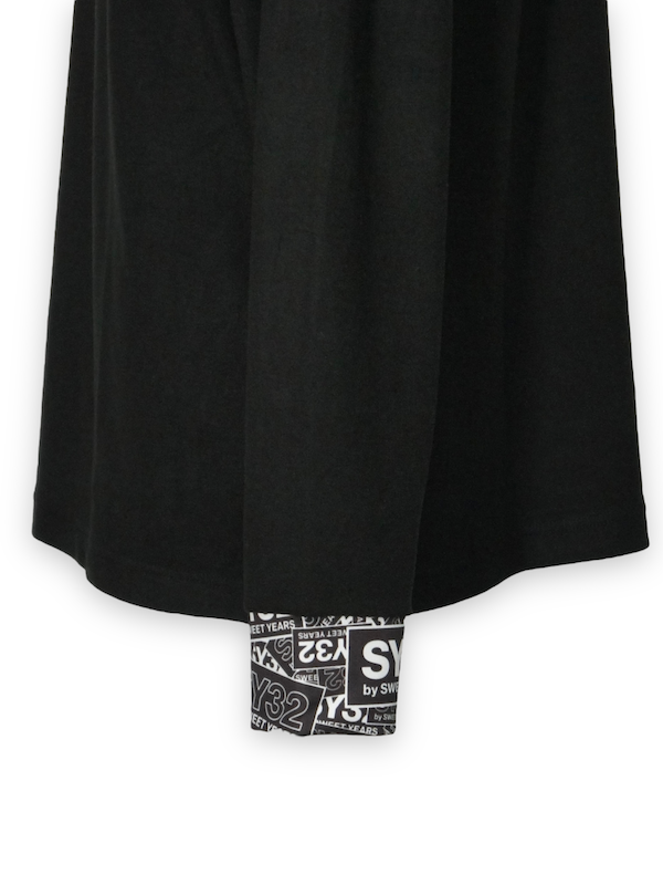 SY32 by SWEET YEARS��HIGH NECK LONG SLEEVE TEE��BLACK