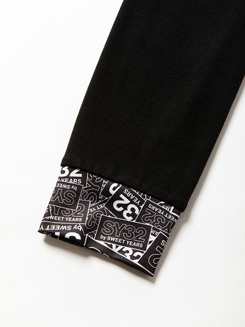 SY32 by SWEET YEARS��HIGH NECK LONG SLEEVE TEE��BLACK