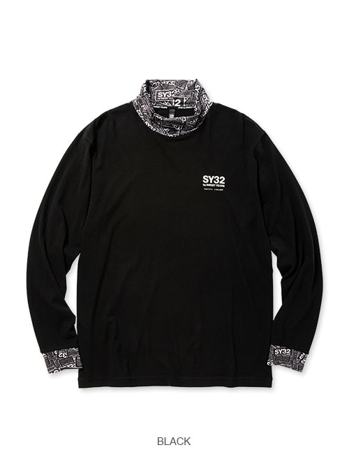 SY32 by SWEET YEARS��HIGH NECK LONG SLEEVE TEE��BLACK