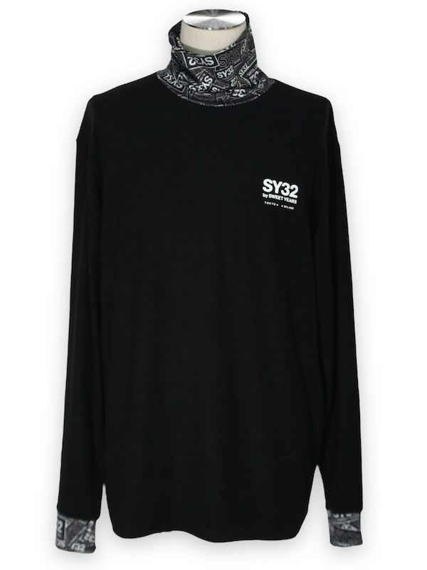 SY32 by SWEET YEARS��HIGH NECK LONG SLEEVE TEE��BLACK