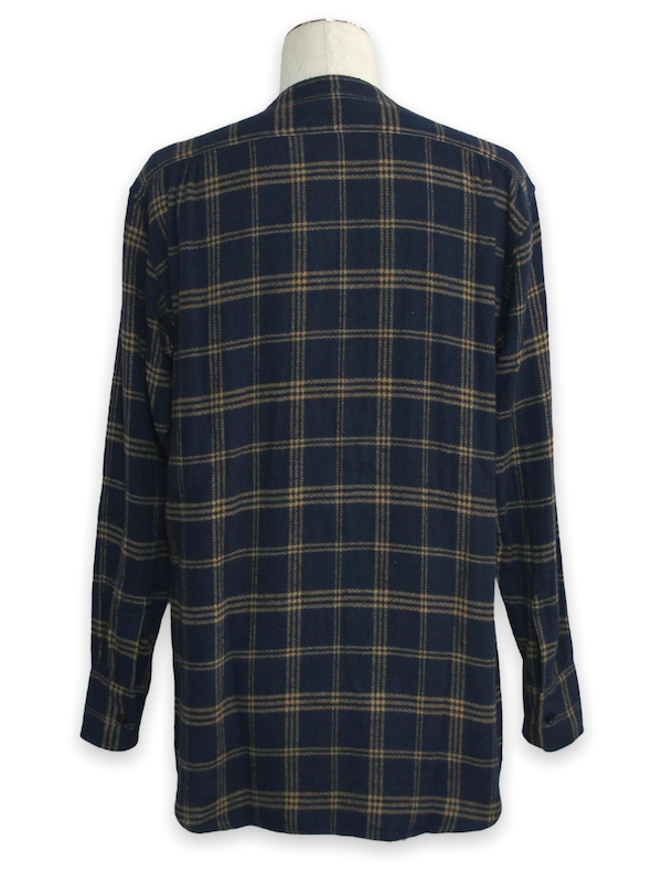 eofm��STAND COLLAR SH BRUSHED HERINGS ONE PLAID��NAVY�ڥ����ե��