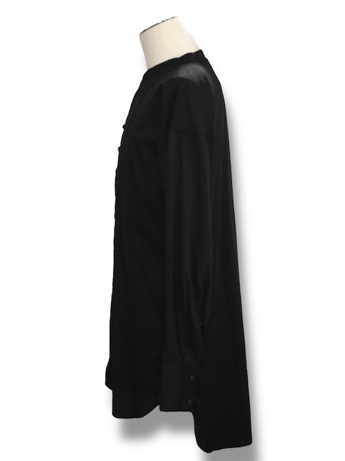 ����� flat sholder shirts cottomsath with loose thread BLACK eofm �����ե�