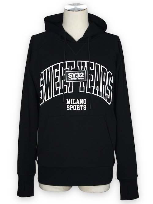SY32 by SWEET YEARS��MIX LOGO P/O HOODIE��BLACK