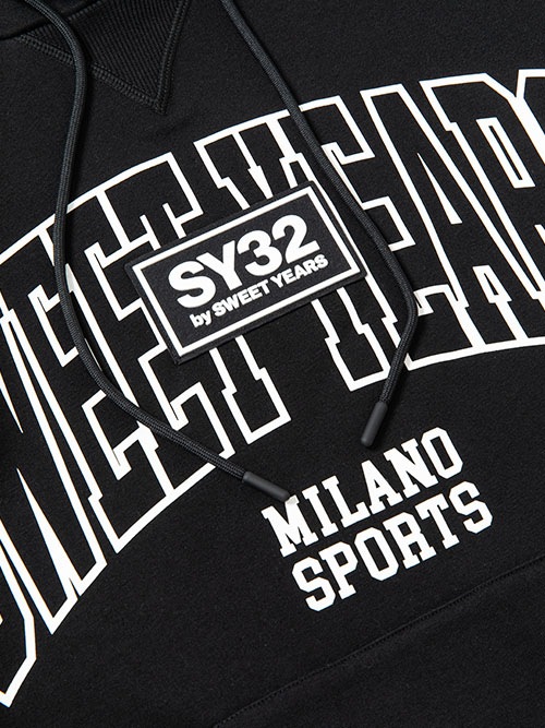SY32 by SWEET YEARS��MIX LOGO P/O HOODIE��BLACK