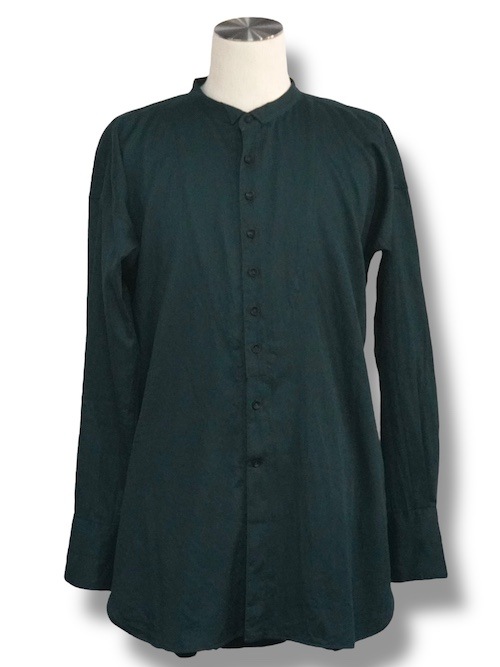 ����� flat sholder shirts cottomsath with loose thread GREEN eofm �����ե�