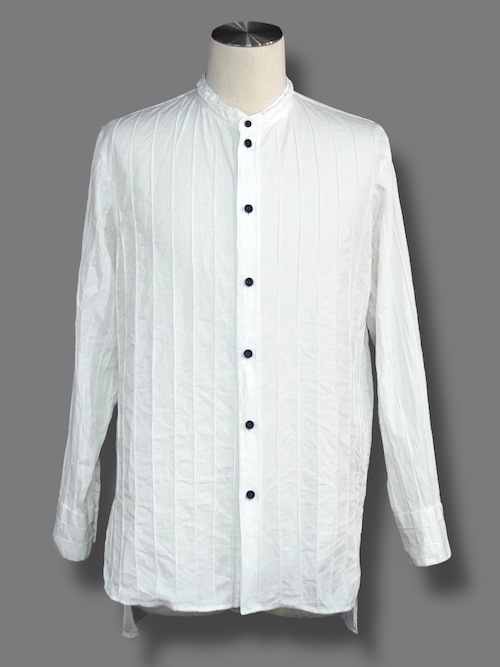 ����� braid callar shirts pin tucked cotton WHITE eofm �����ե�