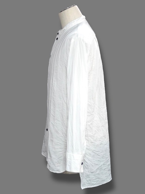 ����� braid callar shirts pin tucked cotton WHITE eofm �����ե�