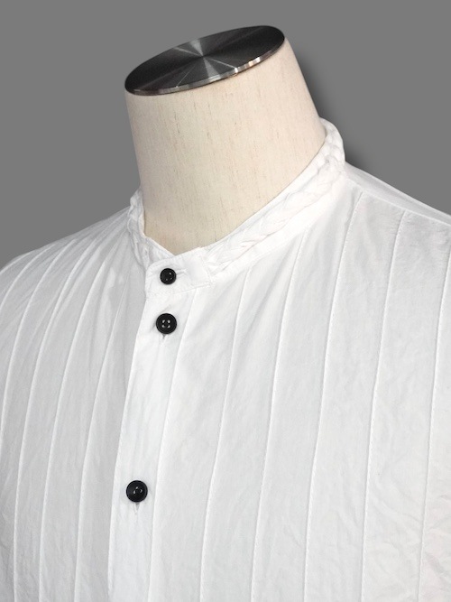 ����� braid callar shirts pin tucked cotton WHITE eofm �����ե�