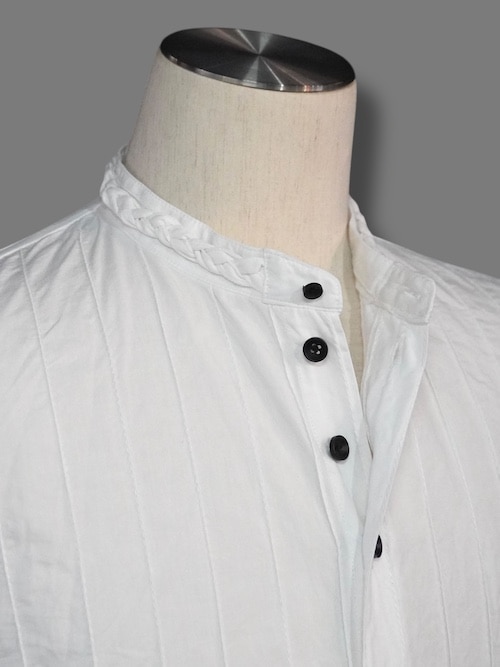 ����� braid callar shirts pin tucked cotton WHITE eofm �����ե�