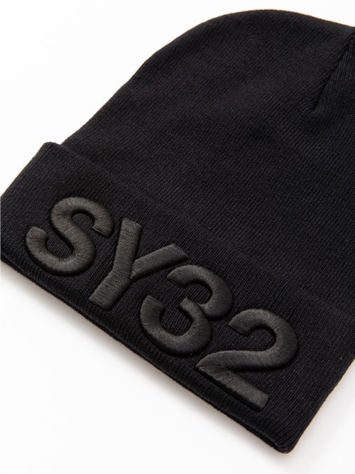 SY32 by SWEET YEARS��3D LOGO KNIT CAP��BLACK��BLACK�ڥ����磻�����ƥ��ȥ��Х����������ȥ��䡼�����˥åȥ���åס��֥�å��ߥ֥�å���