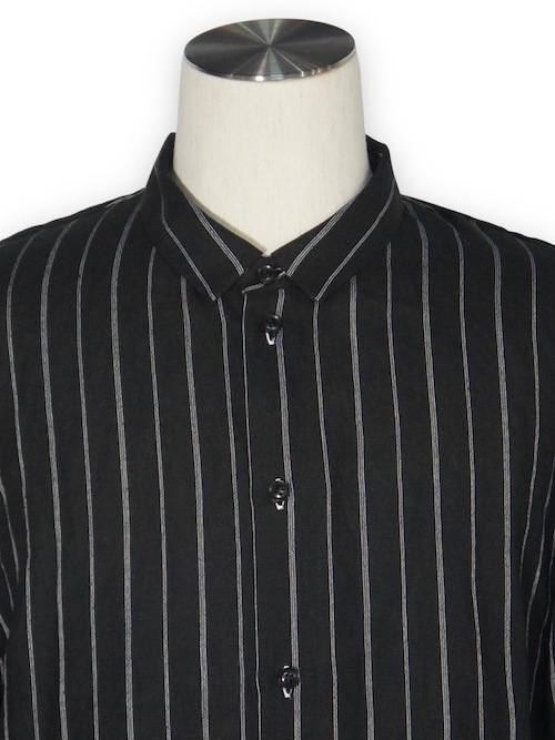 eofm��regular collar long shirts linen stripe��BLACK�ڥ����ե��