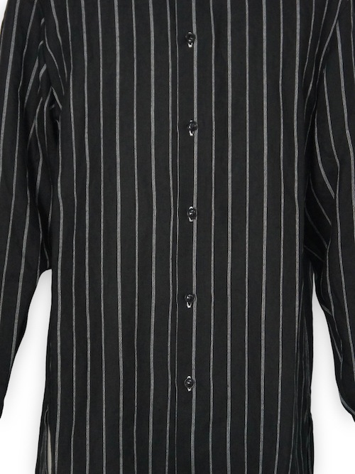 eofm��regular collar long shirts linen stripe��BLACK�ڥ����ե��