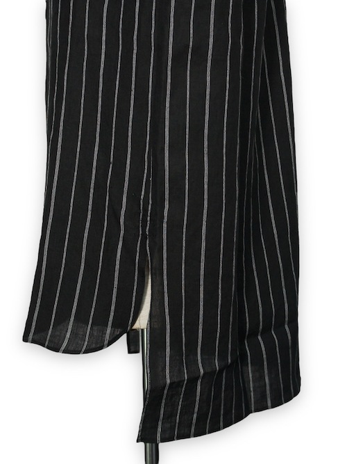 eofm��regular collar long shirts linen stripe��BLACK�ڥ����ե��