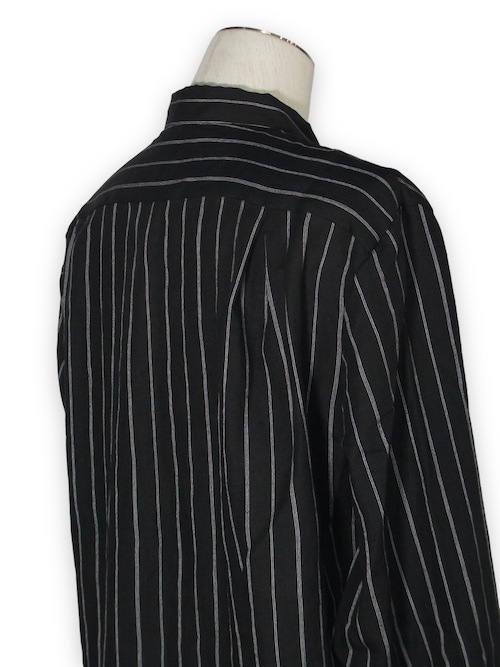 eofm��regular collar long shirts linen stripe��BLACK�ڥ����ե��